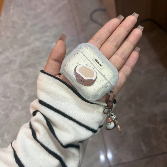 None Other - Cute Coconut Theme Earbud Case • Soft Clear Cover
